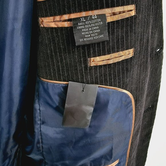 Michael Brandon Blazer Jacket 44 XL Black Corduroy Lined 2 Button Double Vented - Picture 9 of 12